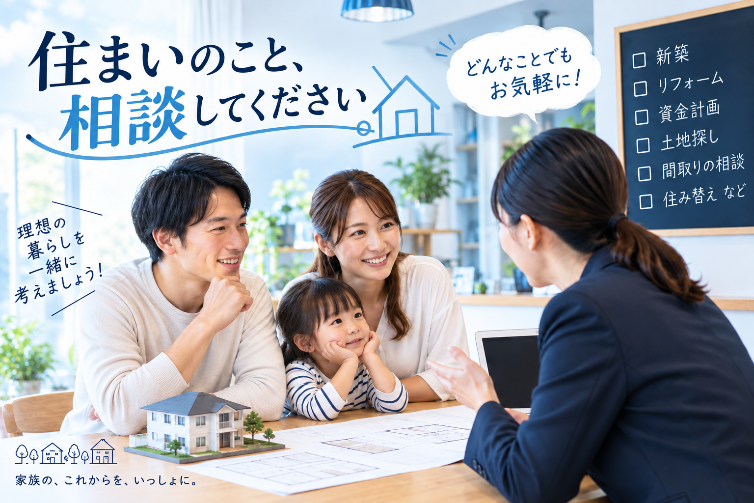 住まいの相談をするご家族