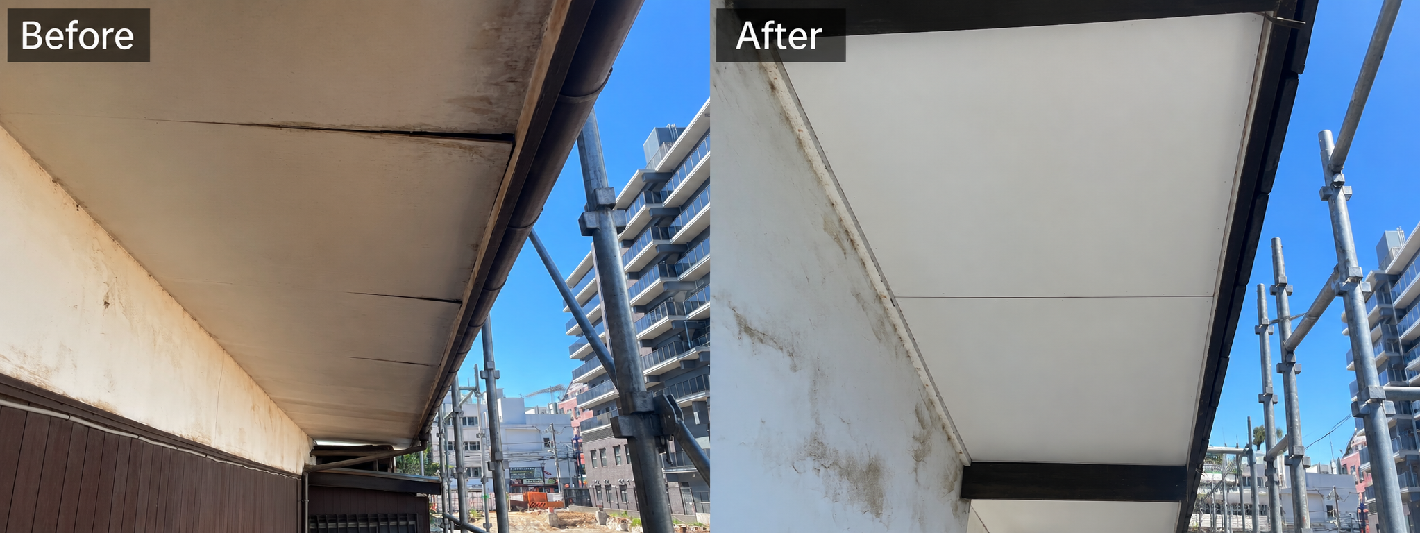 東京都調布市の軒天張替え工事 Before After